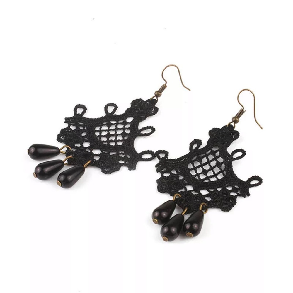Lace and Beads Chandelier Earrings